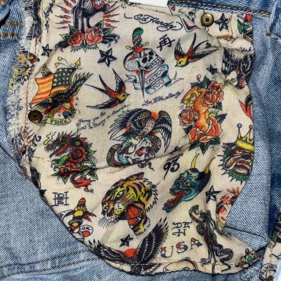 Ed Hardy Y2K vibe Dagger Heart Retro Light Flare Jeans size 30 - Picture 10 of 12